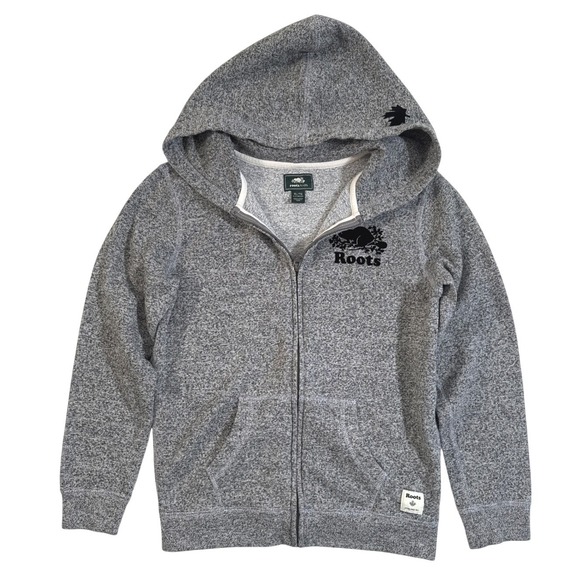 Roots Kids Other - ROOTS Kids Unisex Salt & Pepper Full Zip Hoodie Beaver Logo XL 11–12 Years